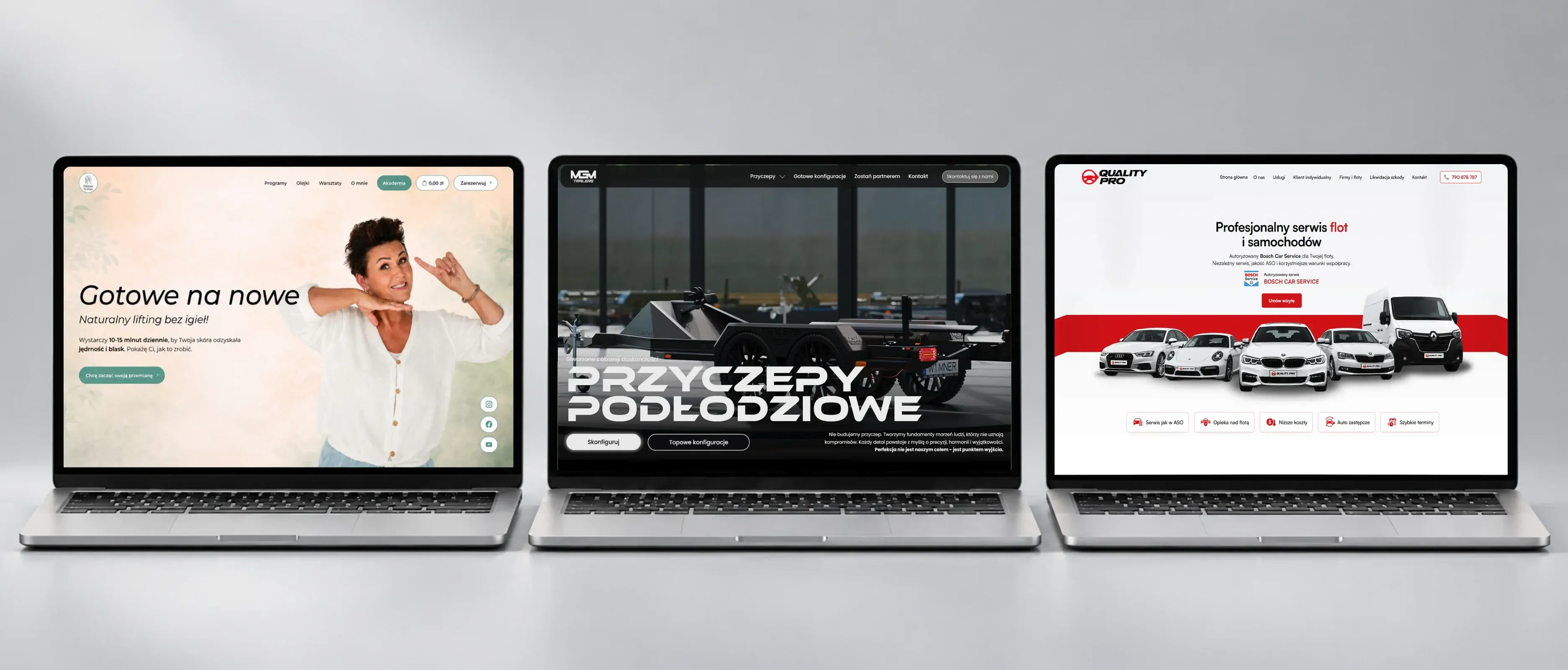 MGM Trailers website designed by Jrise on a laptop screen